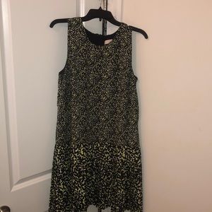 Green and Black Spotted Dress w/ Pleats